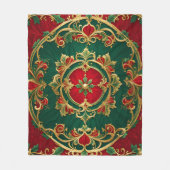 レッドグリーンフローラ装飾ホリデーフリースブランケット フリースブランケット (正面)
