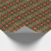レッドグリーンフローラ装飾ホリデーラッピング紙 ラッピングペーパー (角)