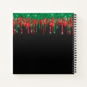 レッドグリーンブラックグリッターモノグラムスケッチブックノート ノートブック (裏面)