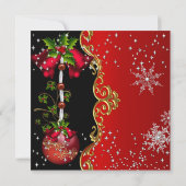 レッドグリーンブラックスノーフレーククリスマスディナーパーティー2 招待状 (裏面)