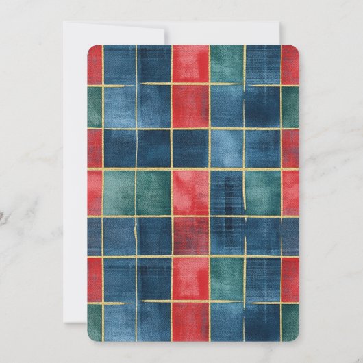 レッドグリーンブルークリスマスカウボーイホース結婚ズ 招待状 (裏面)