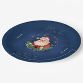 レッドグリーンブルーサンタエレガントメリークリスマス ペーパープレート (アングル)