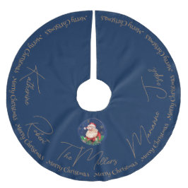 レッドグリーンブルーサンタ伝統的ヴィンテージクリスマス ブラッシュドポリエステルツリースカート