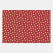 レッドグリーンブルーフェイク&ゴールドフォイルスターズ ラッピングペーパーシート (正面)