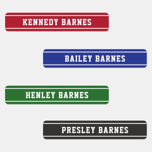 レッドグリーンブルーブラックスポーティ新学期名 ラベル (グループ)