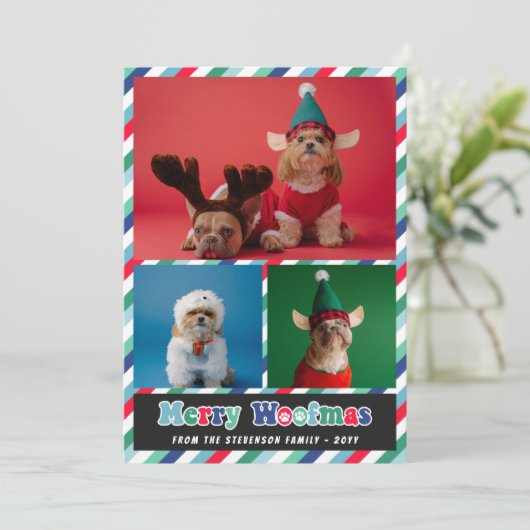 レッドグリーンブルーレトロメリーウーマスフォトコラージュ シーズンカード (スタンド正面)