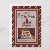 レッドグリーンプレイドタータンチェック2フォトモノグラムクリスマス シーズンカード (正面)