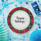 レッドグリーンプレイドパーティークリスマスパーティー用品 ペーパープレート (パーティー)