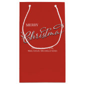 レッドグリーンプレイドメリークリスマスカスタム スモールペーパーバッグ (裏面)