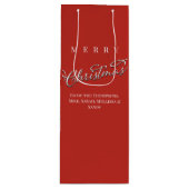 レッドグリーンプレイドメリークリスマスカスタム ワインギフトバッグ (正面)