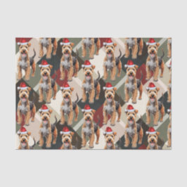 レッドグリーンプレイドレイクランドテリアクリスマスホリデー 薄葉紙