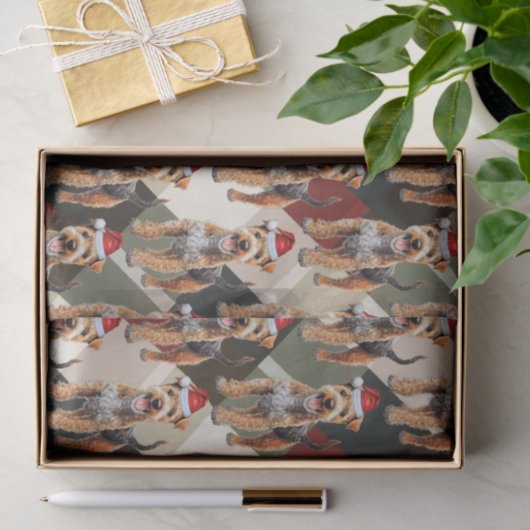 レッドグリーンプレイドレイクランドテリアクリスマスホリデー 薄葉紙 (ギフト)