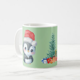 レッドグリーンペンギンサンタメリークリスマスパーティー コーヒーマグカップ