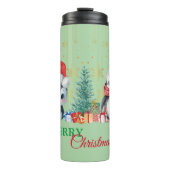レッドグリーンペンギンサンタメリークリスマスパーティー タンブラー (正面)