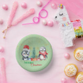 レッドグリーンペンギンサンタメリークリスマスパーティー ペーパーボウル (パーティー)