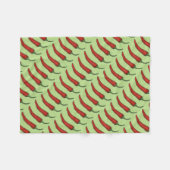 レッドグリーンホットチリチリ唐辛子野菜グルメ フリースブランケット (正面(横))