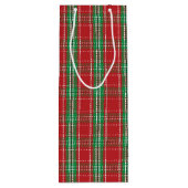 レッドグリーンホリデーウィンターク素朴リスマスプレイド ワインギフトバッグ (裏面)