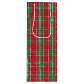 レッドグリーンホリデーウィンターク素朴リスマスプレイド ワインギフトバッグ (正面)