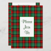 レッドグリーンホリデーカスタムプレイド招待状5.5x7.5 招待状 (正面/裏面)