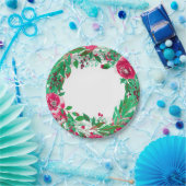 レッドグリーンホリデークリスマスフローラ結婚花 ペーパープレート (パーティー)