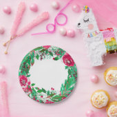 レッドグリーンホリデークリスマスフローラ結婚花 ペーパープレート (パーティー)