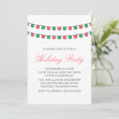 レッドグリーンホリデーストリングオブライツパーティー招待状 招待状 (スタンド正面)