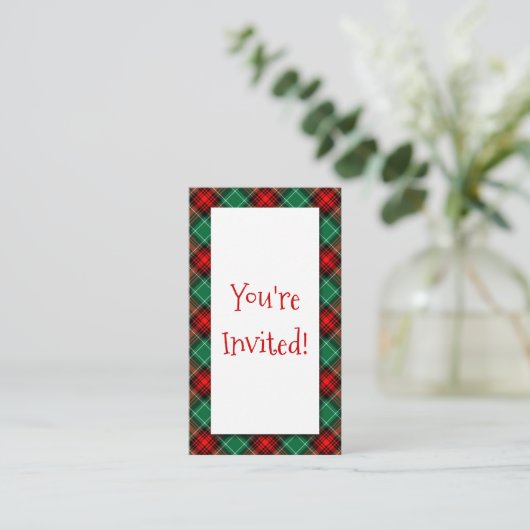 レッドグリーンホリデーパーティー招待状名刺 エンクロージャーカード (スタンド正面)