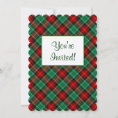 レッドグリーンホリデーレトロプレイドカスタム招待状 招待状 (正面)