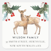 レッドグリーンホリーベリーディアデュオニューイヤーアドレス スクエアシール (正面)