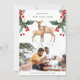 レッドグリーンホリーベリーディアデュオニューイヤー写真 シーズンカード