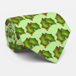 レッドグリーンホリーリーフクリスマスクリスマスホリデークッキー ネクタイ