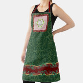 レッドグリーンホリー金ゴールドベビーコールドアウトサイドタイポグラフィ エプロン (インサイチュ)