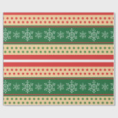 レッドグリーンホワイトクリスマススノーフレーク水玉模様 ラッピングペーパー (フラット)