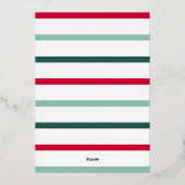 レッドグリーンホワイトクリスマスボードハッピーホリデー 箔シーズンカード (裏面)