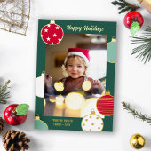 レッドグリーンホワイトクリスマスボードハッピーホリデー 箔シーズンカード