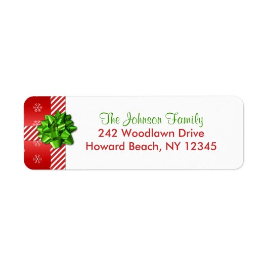 レッドグリーンホワイトクリスマス差出人住所ラベル ラベル (正面)