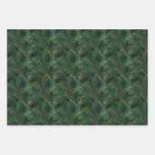 レッドグリーンホワイト抽象芸術金ゴールドグリッター注入 ラッピングペーパーシート (正面2)