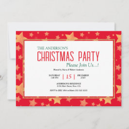 レッドグリーンホワイト金ゴールドユニークエレガントクリスマス 招待状