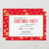 レッドグリーンホワイト金ゴールドユニークエレガントクリスマス 招待状 (正面/裏面)