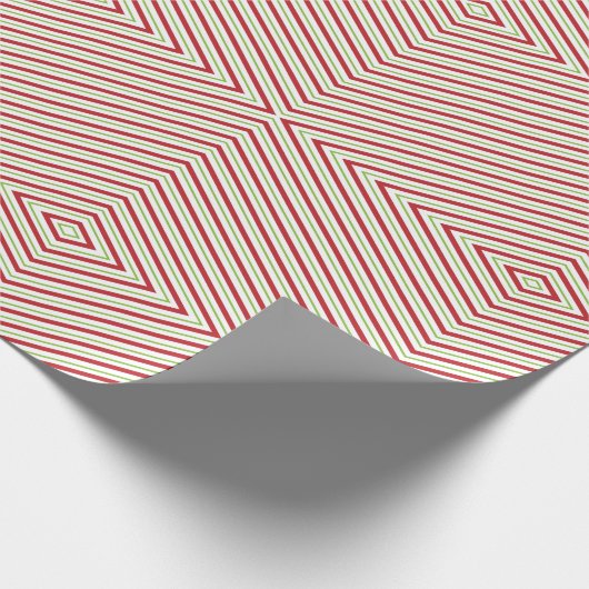 レッドグリーンホワイト鏡パターンレトロクリスマス ラッピングペーパー (角)