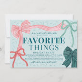 レッドグリーンボウグリーンツお気に入りのズホリデーパーティー 招待状 (正面)