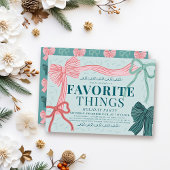 レッドグリーンボウグリーンツお気に入りのズホリデーパーティー 招待状