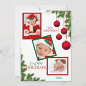レッドグリーンボードクリスマスハッピーホリデーズ写真 シーズンカード (正面)