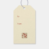 レッドグリーンポインセティアスヴィンテージクリスマス ギフトタグ (裏面)