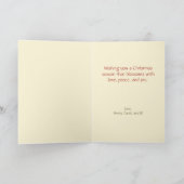 レッドグリーンポインセティアスヴィンテージクリスマス シーズンカード (内部)