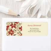 レッドグリーンポインセティアスヴィンテージクリスマス ラベル (インサイチュ)