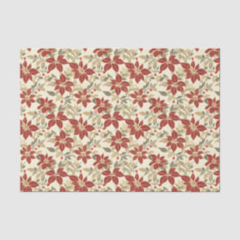 レッドグリーンポインセティアスヴィンテージクリスマス 薄葉紙
