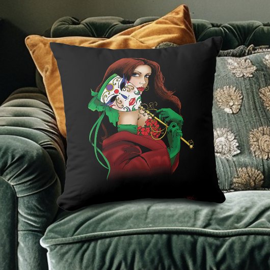 レッドグリーンマスカレードベニス クッション