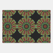 レッドグリーンマンダララッピングクラフト紙 ラッピングペーパーシート (正面3)