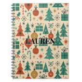 レッドグリーンミッドセンチュリーモダンホリデイ ノートブック (正面)